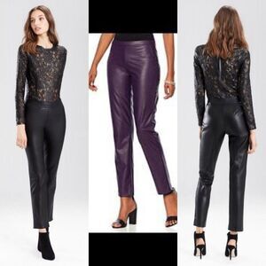 NATORI Purple Vegan Leather Straight Leg Pants NWT